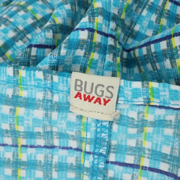 Exofficio Top Womens Large Blue White Plaid Blouse Long Sleeve Vents Pockets - Picture 15 of 16